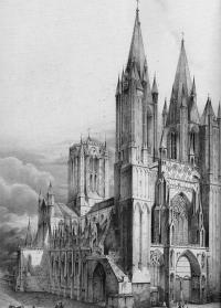 2-Vue générale extérieure de la cathédrale de Coutances